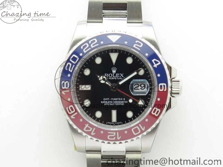 MiroTime 0413 GMT Master II 126719 BLRO Red Blue Ceramic 316L Steel ROF Best Edition Black Dial on SS Bracelet A Elegant 2654